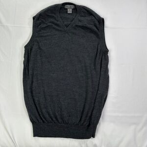 UOMO Bravo Sleeveless Cardigan Golf Sweater Dress Vest Gray Merino Wool Sz‎ XL